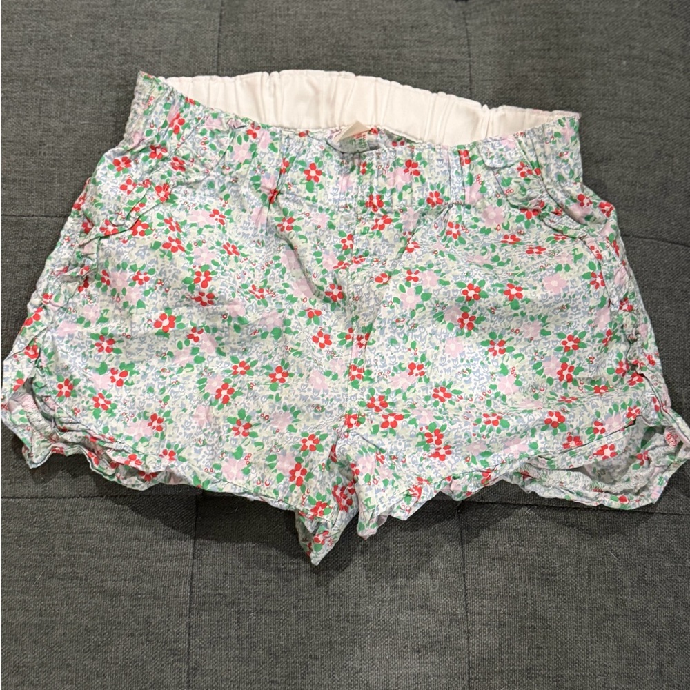 Crewcuts Kids High Waist Floral Shorts - Red and Green